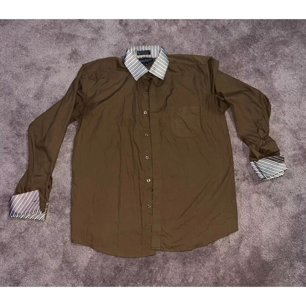 Men’s Daniel Elissa New York Brown Groovy  16 1/2 36-37 Long Sleeve Dress Shirt